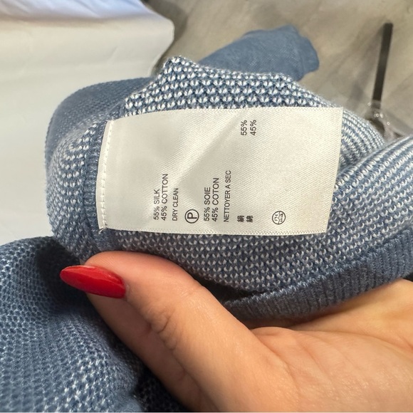 Tommy Bahama Men’s Silk/Cotton Blend V-neck Sweater, Blue Woven Pattern Sz XL - Picture 6 of 7